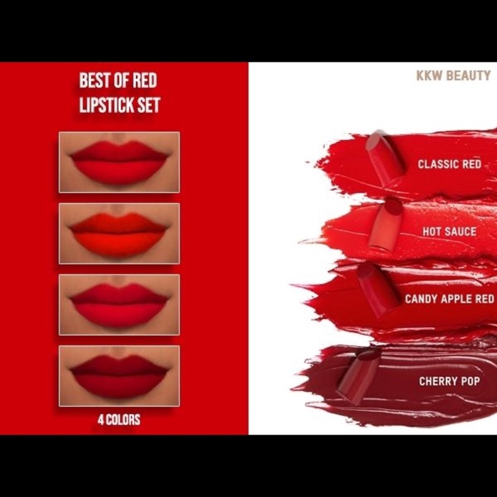 🎀 KKW BEAUTY Best of Reds Lipstick Set💄 - Picture 7 of 14